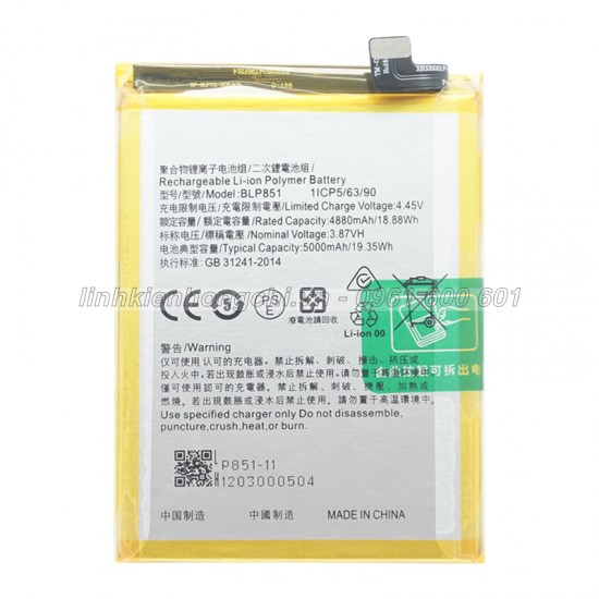 Pin Oppo F19 (BLP851) 5000mAh Zin chính hãng