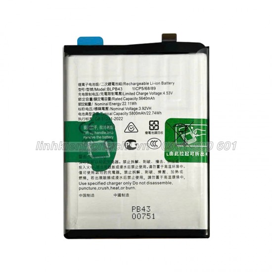 Pin Oppo BLPB43 / Reno 13 Pro 5G / Reno13 Pro / CPH2697 / PKK110 Zin