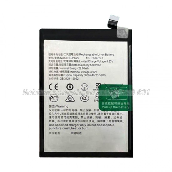 Pin Oppo BLPC29 / Reno14 5G / Reno 14 5G / CPH2737 / PLA110 Zin