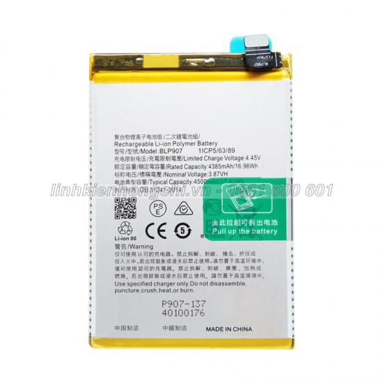 Pin Oppo BLP907 SUPERVOOC / Reno 8Z 5G / Reno8 4G / Reno 7Z 5G / Reno7 4G Zin